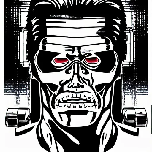 Prompt: the terminator ( 1 9 8 4 ) in line art style