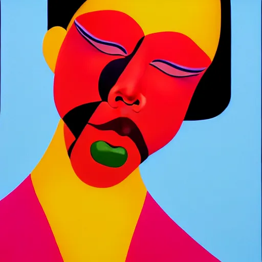 Image similar to woman red lips by shusei nagaoka, kaws, david rudnick, airbrush on canvas, pastell colours, cell shaded, 8 k