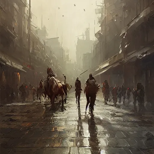 Image similar to western city, duel, paint by greg rutkowski