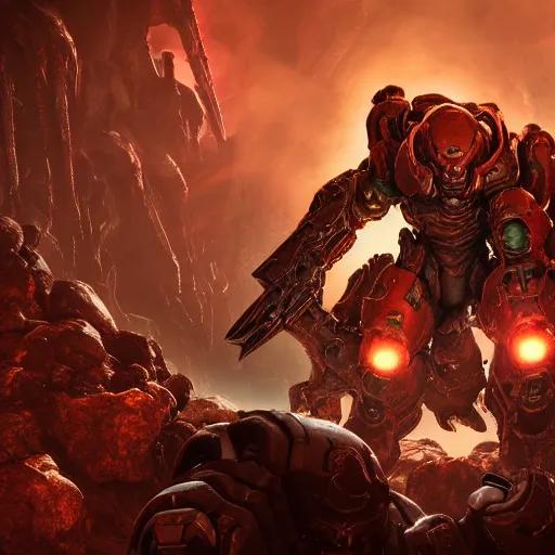 Image similar to doom slayer from doom eternal, photography