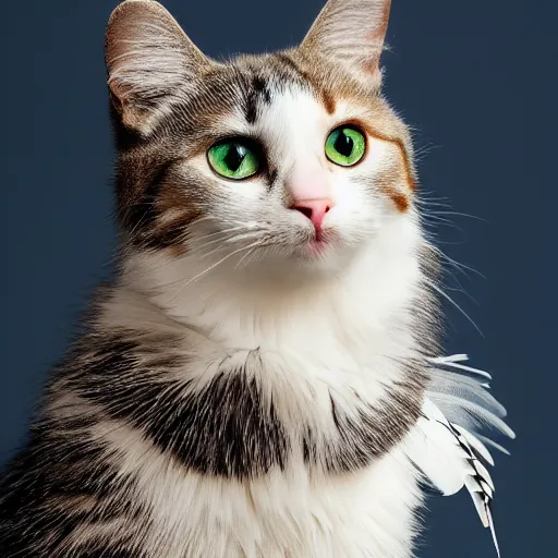 Prompt: a cat with feathers