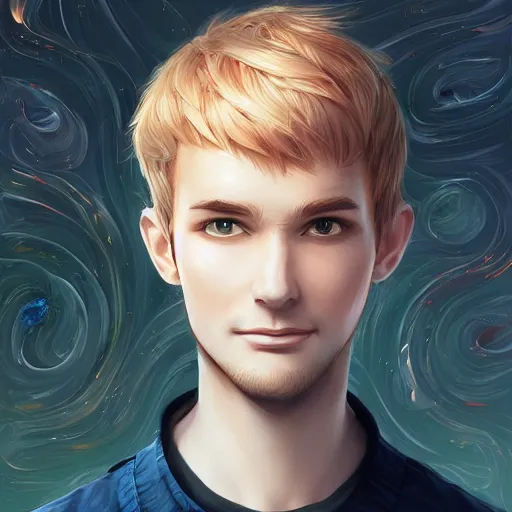 Image similar to Linus from LinusTechTips, elegant, ultra highly detailed, digital painting, smooth, sharp focus, artstation, pixiv, art by Ina Wong, Bo Chen, artgerm, rossdraws, sakimichan