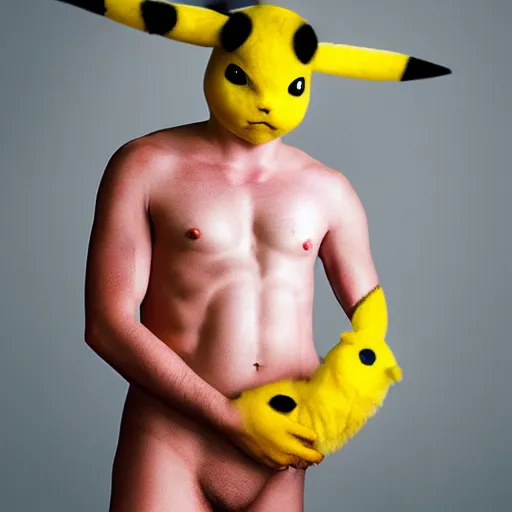 Prompt: portrait of pikachu - human hybrid, by annie leibovitz, studio lighting, award - winning