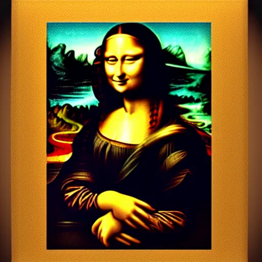 Image similar to davinci's mona lisa but she's from the 8 0 s