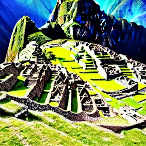 Image similar to ufo in machu picchu,