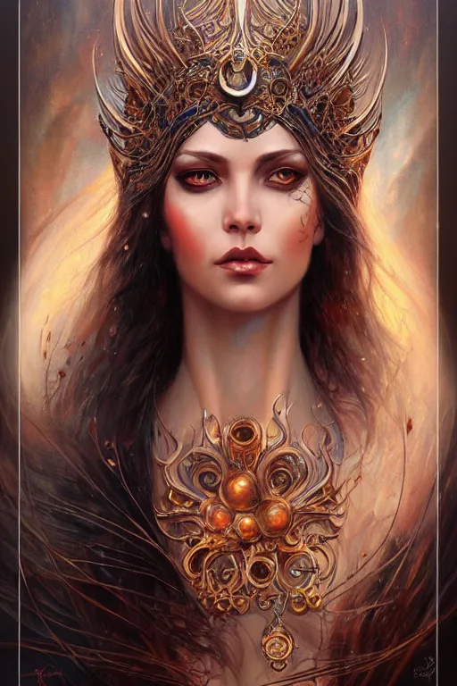 Image similar to a female sorceress by karol bak and vargas, beautiful detailed eyes, cute, fantasy, intricate, elegant, highly detailed, digital painting, 4 k, hdr, concept art, detailed jewelry, smooth, sharp focus, illustration, art by artgerm