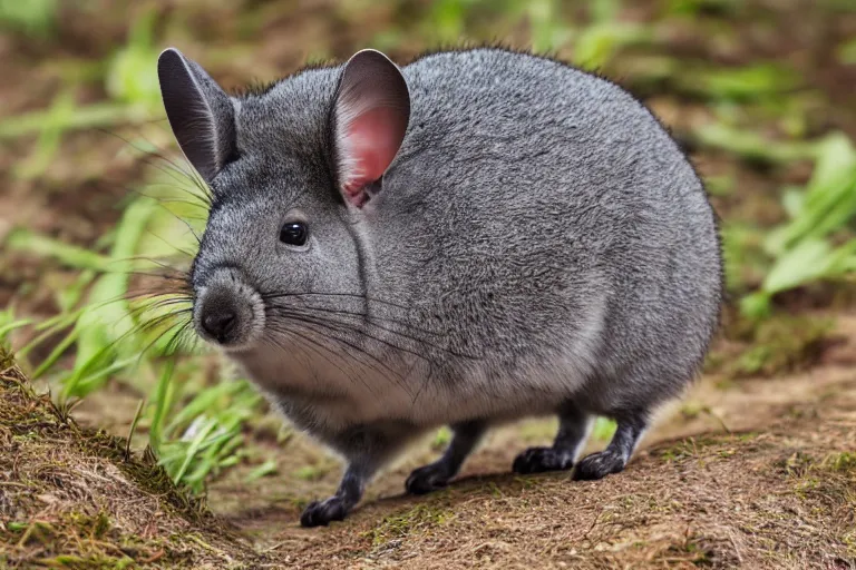 Image similar to a chinchilla pudu!!! hybrid! hyper realistic!! realistic lighting!! wildlife photographer of the year!!! bold natural colors, national geographic, hd, wide angle, 8 k