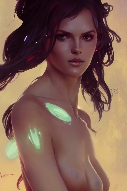 Image similar to a beautiful sensual femaile alien, highly detailed, digital painting, artstation, concept art, sharp focus, illustration, art by artgerm and greg rutkowski and alphonse mucha