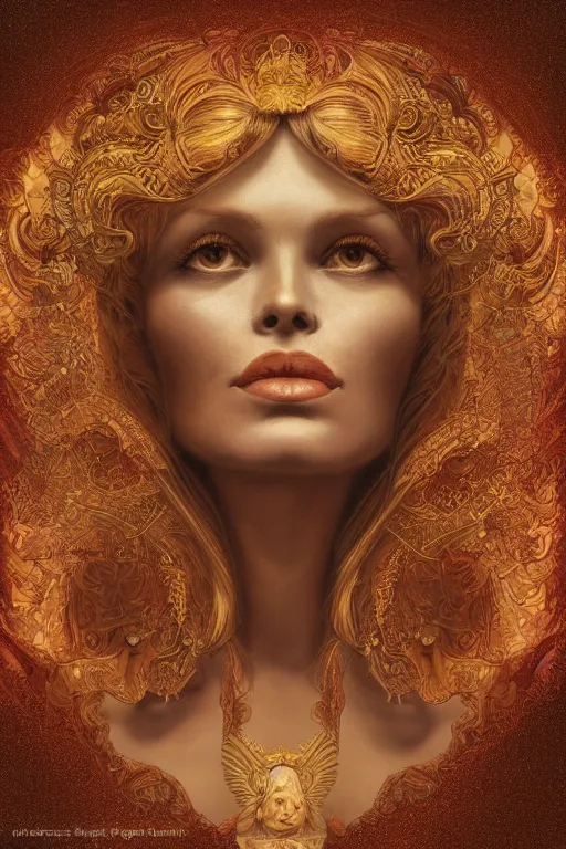 Image similar to portrait of goddess brigitte bardot by artgerm, mandala, rococo, vivid color, complementary color, golden ratio, detailed, sharp lines, sharp focus, intricate, rainbowshift, by maxfield parrish, by peter mohrbacher, by gustave dore, by alphonse mucha, deviantart, octane render