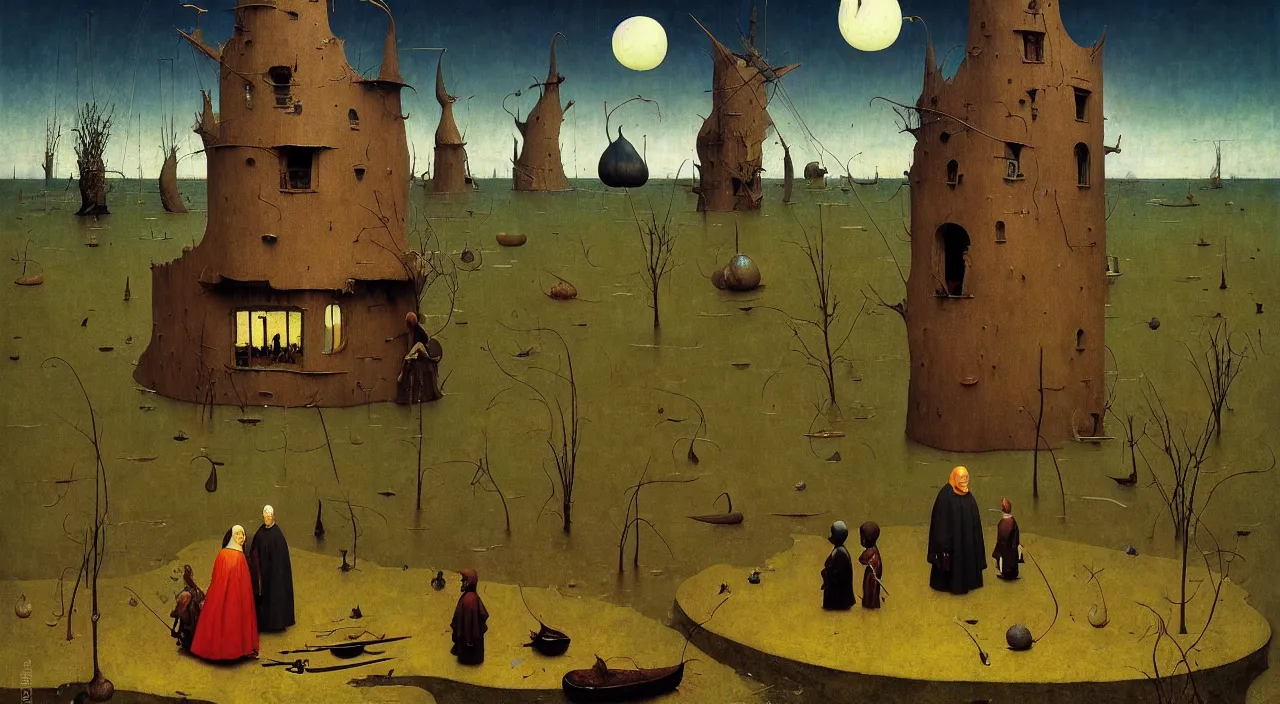 Image similar to single flooded simple!! curved gourd tower anatomy, very coherent and colorful high contrast masterpiece by norman rockwell franz sedlacek hieronymus bosch dean ellis simon stalenhag rene magritte gediminas pranckevicius, dark shadows, sunny day, hard lighting