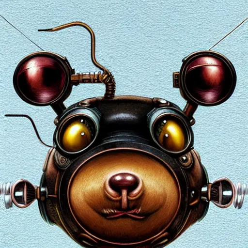 Prompt: a rat with steampunk googles, by Naoto Hattori