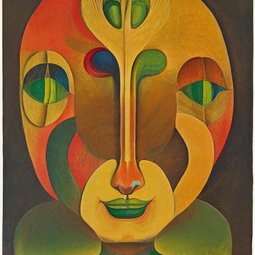 Image similar to floral face portrait by leonetto cappiello and wojciech siudmak and ernst fuchs, anni albers, oil on canvas