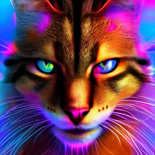 Image similar to Photorealistic warrior cat. Hyperdetailed photorealism, 108 megapixels, amazing depth, glowing rich colors, powerful imagery, psychedelic Overtones, 3D finalrender, 3d shading, cinematic lighting, artstation concept art