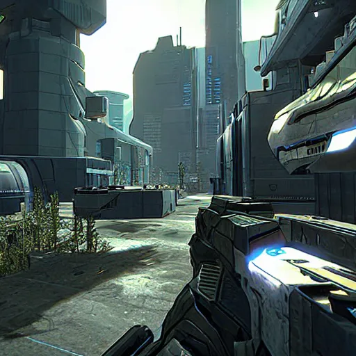 Prompt: a screenshot from call of halo modern cyberpunk duty 13 on the PS6