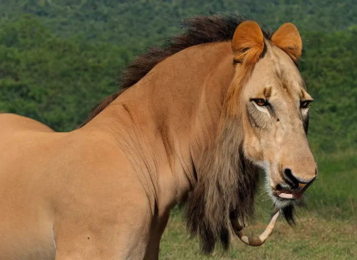 Prompt: a horse with a lions body