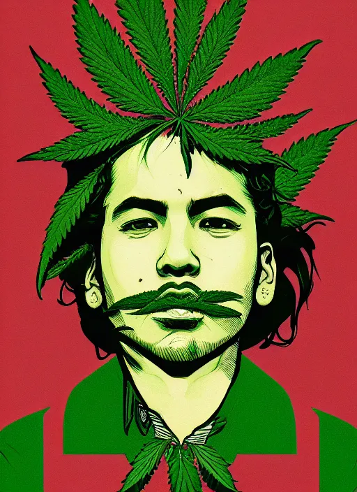 Prompt: marijuana profile picture by sachin teng x supreme, marijuana, organic painting, asymmetrical, green, marijuana smoke, matte paint, hard edges, energetic