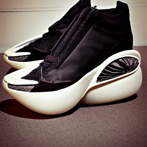 Prompt: Sneaker-shoe designed by Giger