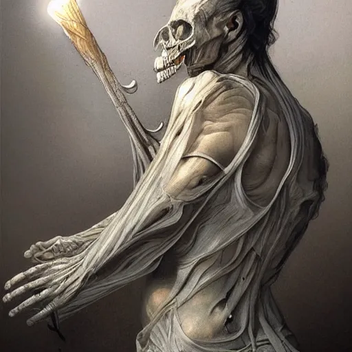 Image similar to death himself, physically accurate, moody dynamic lighting, very very intricate, very very elegant, highly detailed, digital painting, artstation, HR GIGER, Hieronymus Bosch, Francis Bacon, concept art, smooth, very beautiful, sharp focus, illustration, art by artgerm and greg rutkowski and alphonse mucha