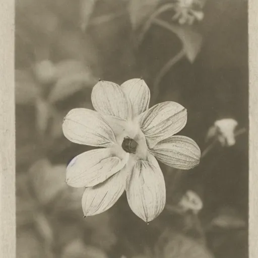 Prompt: edwardian photograph of a strange flower, beautiful, very grainy, slightly blurry, 1900s, 1910s