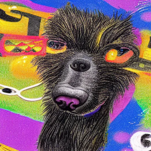 Prompt: an illustration of a very smelly dog in the underground of new york, hyper detailed, 8 k, pastel colors,