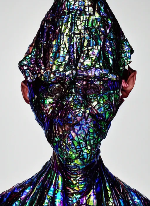 Image similar to a woman with iridescent skin, pirate clothes by van herpen, iris