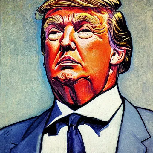 Image similar to donald trump painted by ferdinand hodler