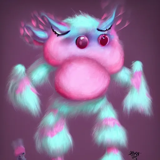 Prompt: cotton candy creatures, deviantart