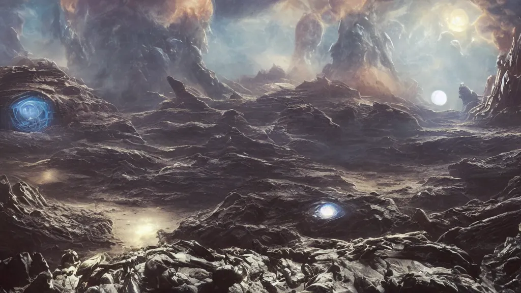 Image similar to alien planet, an empire in upheaval by arthur haas, cinematic matte painting