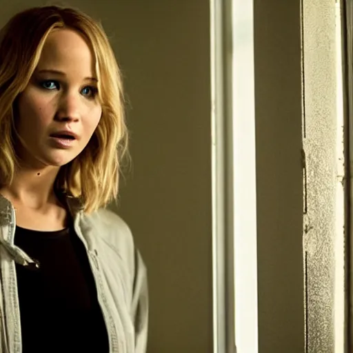 Prompt: still of Jennifer Lawrence as Jesse in remake of Breaking Bad (2029)