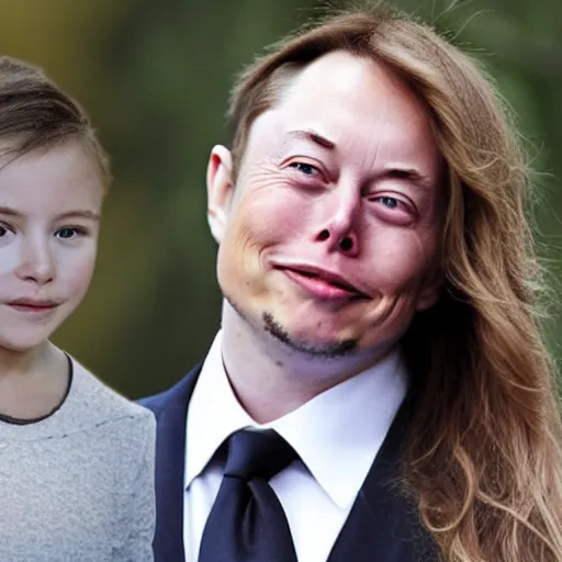 Prompt: the child of elon musk and melania trump
