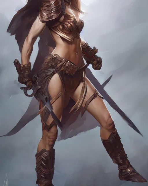 Prompt: full body portrait of a beautiful female warrior by stanley artgerm lau, wlop, rossdraws, frank frazetta, andrei riabovitchev, marc simonetti, tranding on artstation