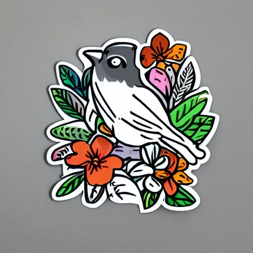 Prompt: 😁🐦, sticker illustration