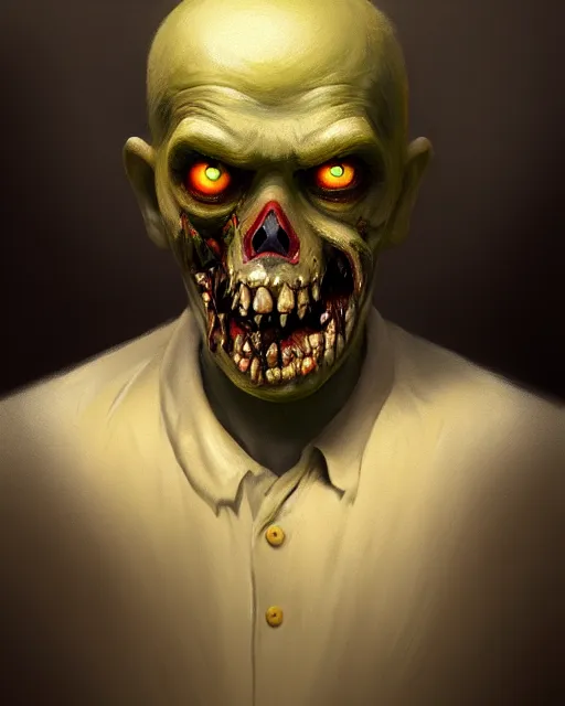 Prompt: medium - shot oil portrait of a zombie played by donald duck, artstation, highly detailed digital painting, smooth, global illumination, fantasy art by greg rutkowsky, karl spitzweg, leyendecker