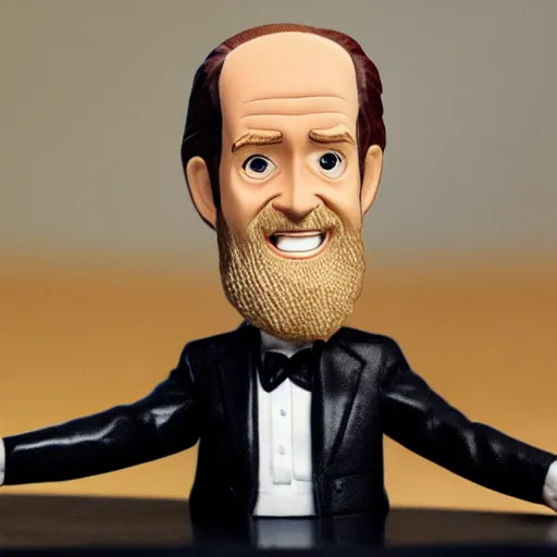 Image similar to george carlin bobble head figurine on a nice expensive desk