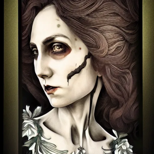 Image similar to hyperrealistic detailed crerpy artnouveau style scary portraits of layers of fear