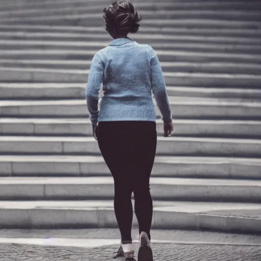 Prompt: Still shot of woman walking, photography, chromatic aberration, 4k