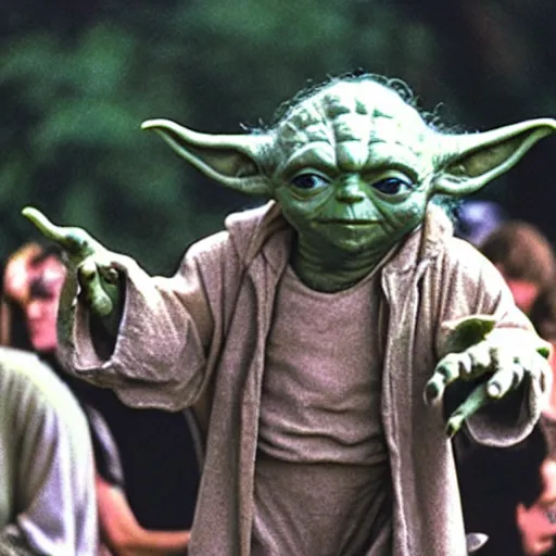 Image similar to yoda performing at woodstock