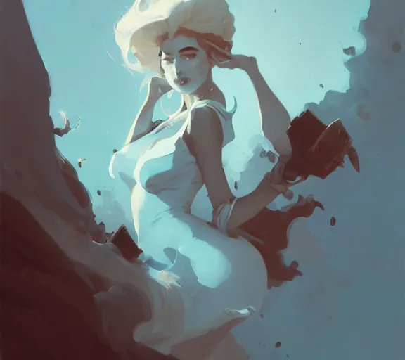 Prompt: painted queen, fantasy, by atey ghailan, by greg rutkowski, by greg tocchini, by james gilleard, by joe fenton, by kaethe butcher, hearthstone, art by artgerm dynamic lighting, gradient light blue, brown, blonde cream and white color scheme, grunge aesthetic