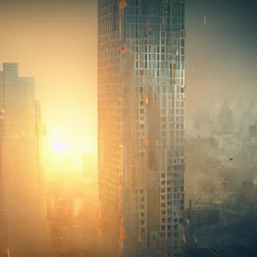 Prompt: a giant cat destroying skyscrapers in a large city, smoke and destruction, conecpt art, cinematic, highly detailed, ornate, intricate detail, 4K, realistic, octane render, unreal engine