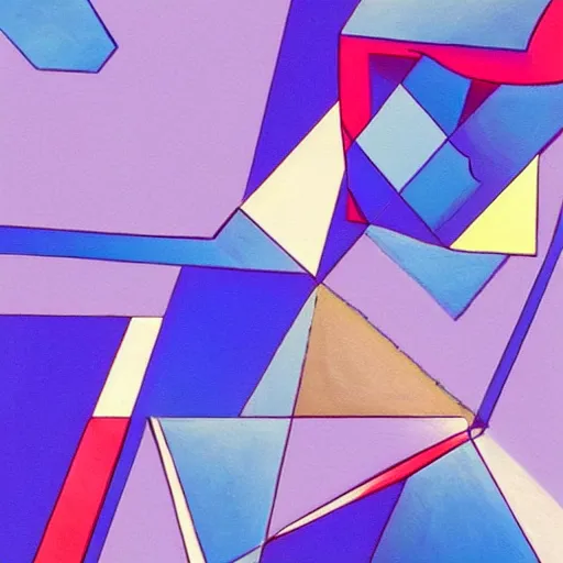 Image similar to a painting of a blue and purple abstract scene, a cubist painting by erno rubik, trending on behance, crystal cubism, isometric, rendered in cinema 4 d, behance hd