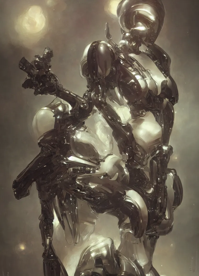 Image similar to humanoid cyborg alien bounty hunter, elegant, highly detailed, digital painting, artstation, concept art, matte, sharp focus, illustration, art by artgerm and greg rutkowski and alphonse mucha