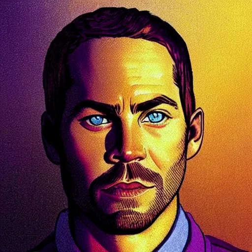 Image similar to “ paul walker retro minimalist portrait by jean giraud, moebius starwatcher comic, 8 k ”