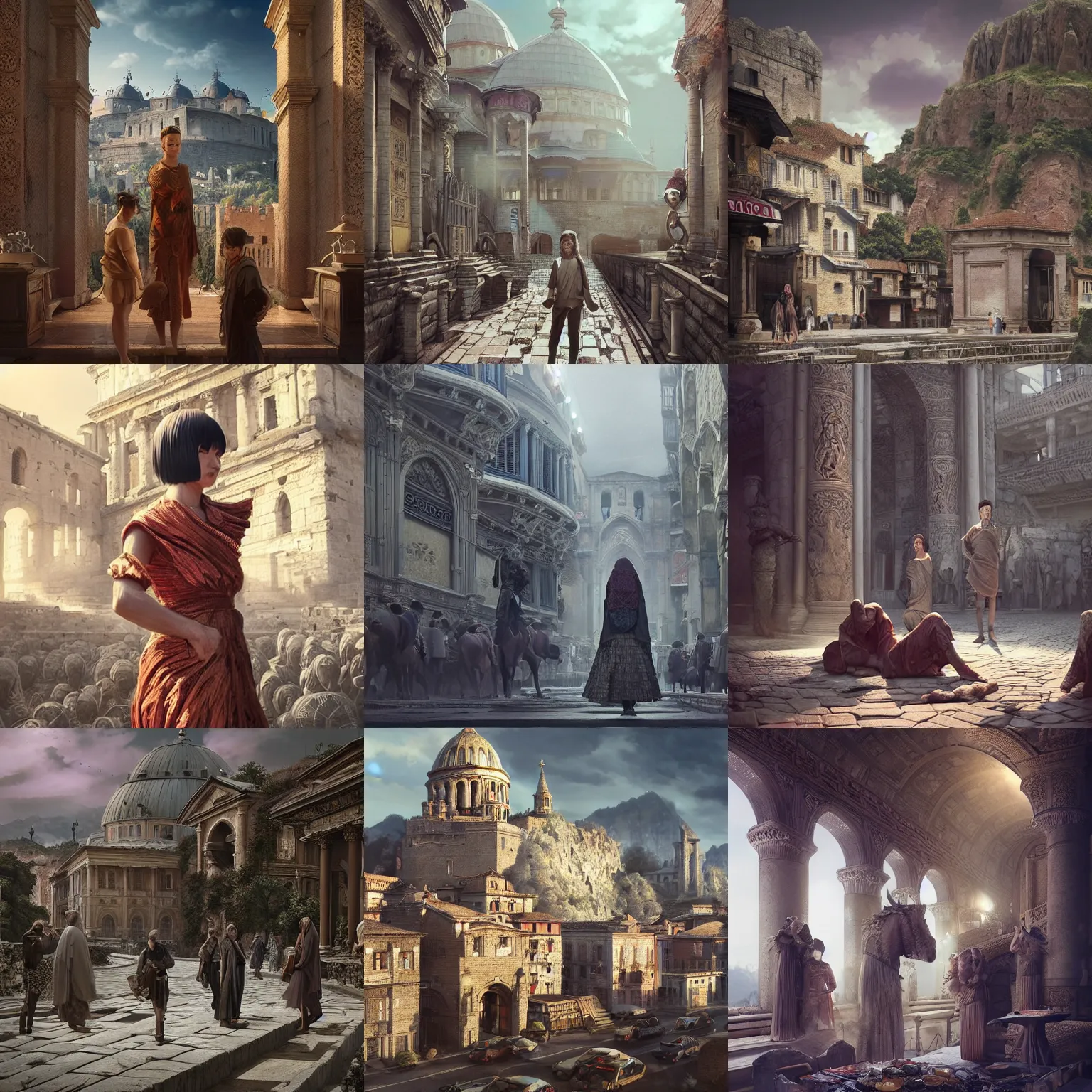 Prompt: instagram photo. insanely detailed. by wlop, ilya kuvshinov, krenz cushart, greg rutkowski, pixiv. zbrush sculpt, octane, maya, houdini, vfx. eastern roman, byzantinian city of constantionaple, and basileus. in luxury advertisement. cinematic dramatic atmosphere, sharp focus, volumetric lighting