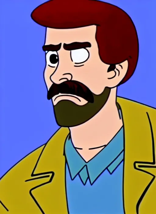 Prompt: still of jim hopper from stranger things : the animated series, cartoon screen capture ( 1 9 8 8 )