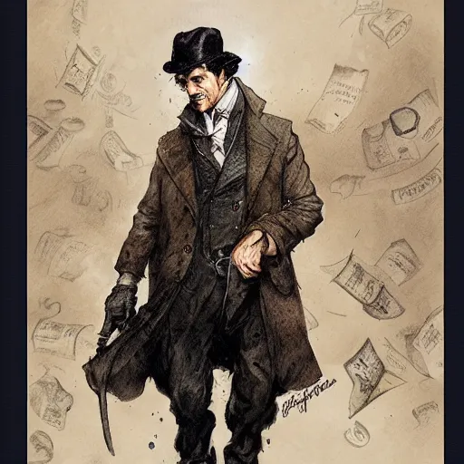 Image similar to sherlock holmes high resolution, high quality, by jean - baptiste monge