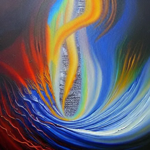 Image similar to a painting of the flow of time!! reversing! at the moment of the death!!, oil painting, a sense of wonder, a sense of awe, inspiring, majestic, highly textured