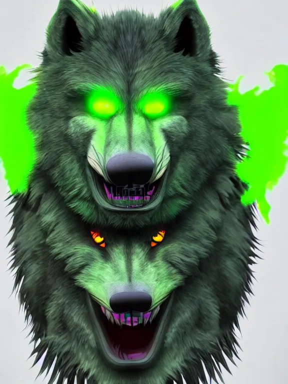 Prompt: cute handsome cuddly werewolf from van helsing unreal engine hyperreallistic render 8k character concept art masterpiece deep vibrant electric lime green dmt art psychedelic