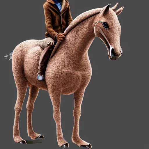 Image similar to concept art of hybrid human and horse wearing coat, anthropomorphic horse wearing a coat and standing on two legs like human, digital art, photo realistic, highly detailed