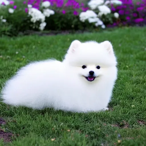 Prompt: White fluffy Pomeranian