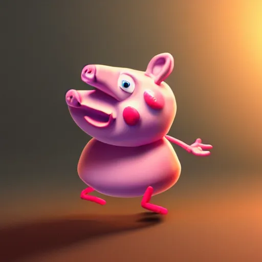 Prompt: therookies, 3 drender, sketchfab, of peppa pig, raad, concept by troiti, by vitorugo, by hernan zunig, mateus 9 5, realistic background, highly detailed, concept art, smooth, sharp focus, illustration, pinterest
